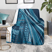 Pasifika Women's Day - Samoa Siapo Malu Tattoo Inspired Blanket Navy Blue
