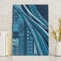 Pasifika Women's Day - Samoa Siapo Malu Tattoo Inspired Canvas Wall Art Navy Blue