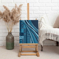 Pasifika Women's Day - Samoa Siapo Malu Tattoo Inspired Canvas Wall Art Navy Blue