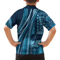 Pasifika Women's Day - Samoa Siapo Malu Tattoo Inspired Family Matching Off Shoulder Maxi Dress and Hawaiian Shirt Navy Blue