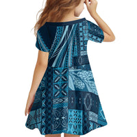 Pasifika Women's Day - Samoa Siapo Malu Tattoo Inspired Family Matching Off Shoulder Maxi Dress and Hawaiian Shirt Navy Blue