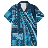 Pasifika Women's Day - Samoa Siapo Malu Tattoo Inspired Family Matching Off Shoulder Maxi Dress and Hawaiian Shirt Navy Blue