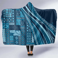 Pasifika Women's Day - Samoa Siapo Malu Tattoo Inspired Hooded Blanket Navy Blue