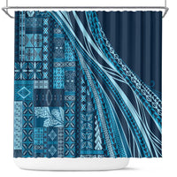 Pasifika Women's Day - Samoa Siapo Malu Tattoo Inspired Shower Curtain Navy Blue