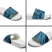 Pasifika Women's Day - Samoa Siapo Malu Tattoo Inspired Slide Sandals Navy Blue