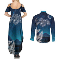 New Zealand Matariki Couples Matching Summer Maxi Dress and Long Sleeve Button Shirt Starry Night Style LT7 - Polynesian Pride