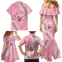 Hawaii Maui Island Flowers Lei Family Matching Mermaid Dress and Hawaiian Shirt Lokelani Rose Pink LT7 - Polynesian Pride