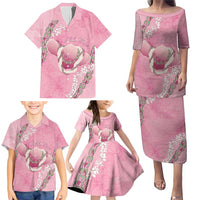 Hawaii Maui Island Flowers Lei Family Matching Puletasi and Hawaiian Shirt Lokelani Rose Pink LT7 - Polynesian Pride