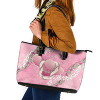 Hawaii Maui Island Flowers Lei Leather Tote Bag Lokelani Rose Pink