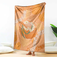 Hawaii Lanai Island Flowers Lei Blanket Orange Kaunaoa Mix Maile