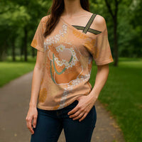 Hawaii Lanai Island Flowers Lei Cross Shoulder Shirt Orange Kaunaoa Mix Maile