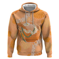 Hawaii Lanai Island Flowers Lei Hoodie Orange Kaunaoa Mix Maile