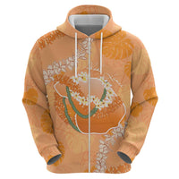 Hawaii Lanai Island Flowers Lei Hoodie Orange Kaunaoa Mix Maile