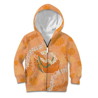 Hawaii Lanai Island Flowers Lei Kid Hoodie Orange Kaunaoa Mix Maile