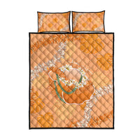 Hawaii Lanai Island Flowers Lei Quilt Bed Set Orange Kaunaoa Mix Maile