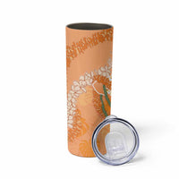 Hawaii Lanai Island Flowers Lei Skinny Tumbler Orange Kaunaoa Mix Maile LT7 - Polynesian Pride