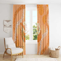 Hawaii Lanai Island Flowers Lei Window Curtain Orange Kaunaoa Mix Maile