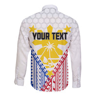 Personalised Philippines Mix Guam Long Sleeve Button Shirt Filipino Flag Style LT7 - Polynesian Pride