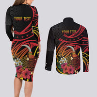 Personalized Milne Bay Couples Matching Long Sleeve Bodycon Dress and Long Sleeve Button Shirt PNG Lime Pot with Oro Tapa