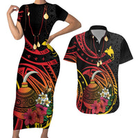 Personalized Milne Bay Couples Matching Short Sleeve Bodycon Dress and Hawaiian Shirt PNG Lime Pot with Oro Tapa