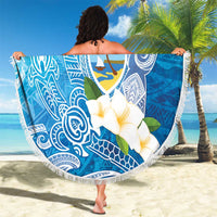 Hafa Adai Guam Chamorro Personalized Beach Blanket Ocean Blue Latte Stone with Guasali - Polynesian Pride