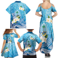 Hafa Adai Guam Chamorro Personalized Family Matching Summer Maxi Dress and Hawaiian Shirt Ocean Blue Latte Stone with Guasali - Polynesian Pride