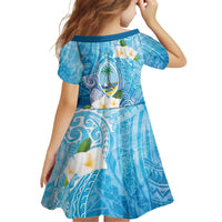 Hafa Adai Guam Chamorro Personalized Kid Short Sleeve Dress Ocean Blue Latte Stone with Guasali - Polynesian Pride