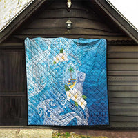 Hafa Adai Guam Chamorro Personalized Quilt Ocean Blue Latte Stone with Guasali - Polynesian Pride