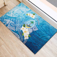 Hafa Adai Guam Chamorro Personalized Rubber Doormat Ocean Blue Latte Stone with Guasali - Polynesian Pride