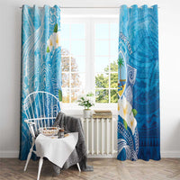 Hafa Adai Guam Chamorro Personalized Window Curtain Ocean Blue Latte Stone with Guasali - Polynesian Pride