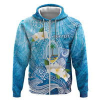 Hafa Adai Guam Chamorro Personalized Zip Hoodie Ocean Blue Latte Stone with Guasali - Polynesian Pride