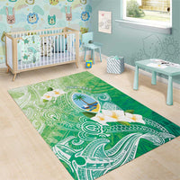 Hafa Adai Guam Chamorro Personalized Area Rug Summer Green Latte Stone with Guasali - Polynesian Pride