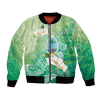 Hafa Adai Guam Chamorro Personalized Bomber Jacket Summer Green Latte Stone with Guasali - Polynesian Pride