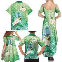 Hafa Adai Guam Chamorro Personalized Family Matching Summer Maxi Dress and Hawaiian Shirt Summer Green Latte Stone with Guasali - Polynesian Pride
