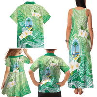 Hafa Adai Guam Chamorro Personalized Family Matching Tank Maxi Dress and Hawaiian Shirt Summer Green Latte Stone with Guasali - Polynesian Pride