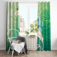 Hafa Adai Guam Chamorro Personalized Window Curtain Summer Green Latte Stone with Guasali - Polynesian Pride