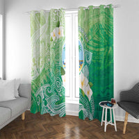 Hafa Adai Guam Chamorro Personalized Window Curtain Summer Green Latte Stone with Guasali - Polynesian Pride