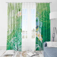 Hafa Adai Guam Chamorro Personalized Window Curtain Summer Green Latte Stone with Guasali - Polynesian Pride