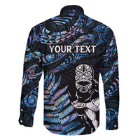 New Zealand Maori Rugby Personalised Family Matching Puletasi and Hawaiian Shirt Ta Moko Silver Fern - Paua Blue LT7 - Polynesian Pride