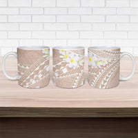 Polynesian Vintage Floral Ceramic Mug Beige Motifs - Polynesian Pride