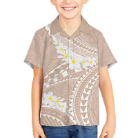 Polynesian Vintage Floral Family Matching Long Sleeve Bodycon Dress and Hawaiian Shirt Beige Motifs LT7 Son's Shirt Beige - Polynesian Pride