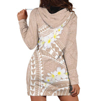 Polynesian Vintage Floral Hoodie Dress Beige Motifs - Polynesian Pride