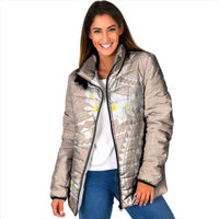 Polynesian Vintage Floral Padded Jacket Beige Motifs - Polynesian Pride