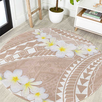 Polynesian Vintage Floral Round Carpet Beige Motifs - Polynesian Pride