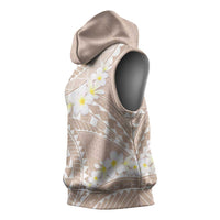 Polynesian Vintage Floral Sleeveless Hoodie Beige Motifs - Polynesian Pride