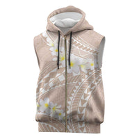 Polynesian Vintage Floral Sleeveless Zip Hoodie Beige Motifs LT7 Beige - Polynesian Pride