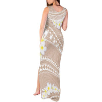 Polynesian Vintage Floral Tank Maxi Dress Beige Motifs - Polynesian Pride