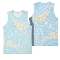 Polynesian Vintage Floral Basketball Jersey Azure Motifs - Polynesian Pride