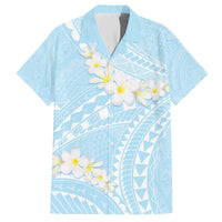 Polynesian Vintage Floral Family Matching Off The Shoulder Long Sleeve Dress and Hawaiian Shirt Azure Motifs - Polynesian Pride