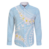 Polynesian Vintage Floral Family Matching Short Sleeve Bodycon Dress and Hawaiian Shirt Azure Motifs LT7 Dad's Shirt - Long Sleeve Azure - Polynesian Pride